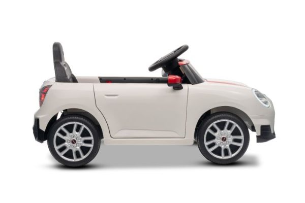 Elektrické autíčko BMW Mini Cooper 12V, biele, USB Vstup s Bluetooth pripojením na MP3 Prehrávači, 2,4 GHz diaľkové ovládanie, 2 x 25W Motor, Lítiová batéria, LED svetlá, ORIGINAL licencia – Obrázok 5