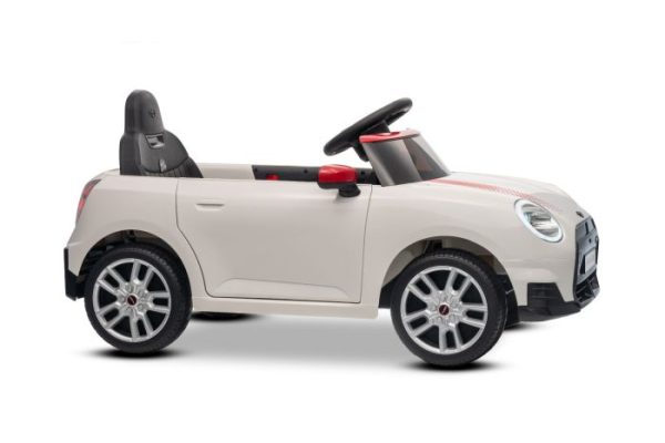 Elektrické autíčko BMW Mini Cooper 12V, biele, USB Vstup s Bluetooth pripojením na MP3 Prehrávači, 2,4 GHz diaľkové ovládanie, 2 x 25W Motor, Lítiová batéria, LED svetlá, ORIGINAL licencia – Obrázok 4