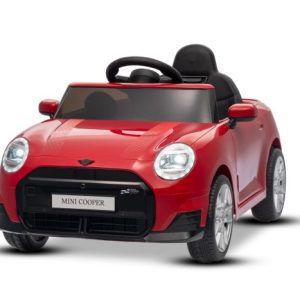 Elektrické autíčko BMW Mini Cooper 12V, červené, USB Vstup s Bluetooth pripojením na MP3 Prehrávači, 2,4 GHz diaľkové ovládanie, 2 x 25W Motor, Lítiová batéria, LED svetlá, ORIGINAL licencia