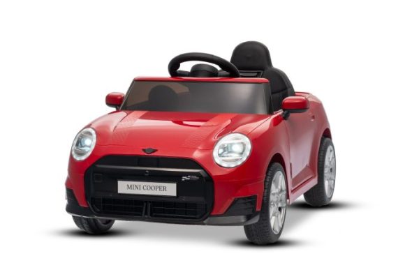 Elektrické autíčko BMW Mini Cooper 12V, červené, USB Vstup s Bluetooth pripojením na MP3 Prehrávači, 2,4 GHz diaľkové ovládanie, 2 x 25W Motor, Lítiová batéria, LED svetlá, ORIGINAL licencia