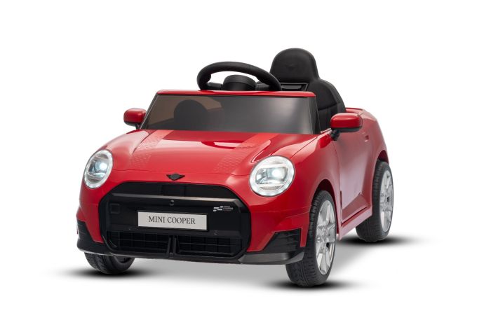 Elektrické autíčko BMW Mini Cooper 12V, červené, USB Vstup s Bluetooth pripojením na MP3 Prehrávači, 2,4 GHz diaľkové ovládanie, 2 x 25W Motor, Lítiová batéria, LED svetlá, ORIGINAL licencia
