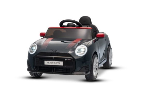 Elektrické autíčko BMW Mini Cooper 12V, čierne, USB Vstup s Bluetooth pripojením na MP3 Prehrávači, 2,4 GHz diaľkové ovládanie, 2 x 25W Motor, Lítiová batéria, LED svetlá, ORIGINAL licencia
