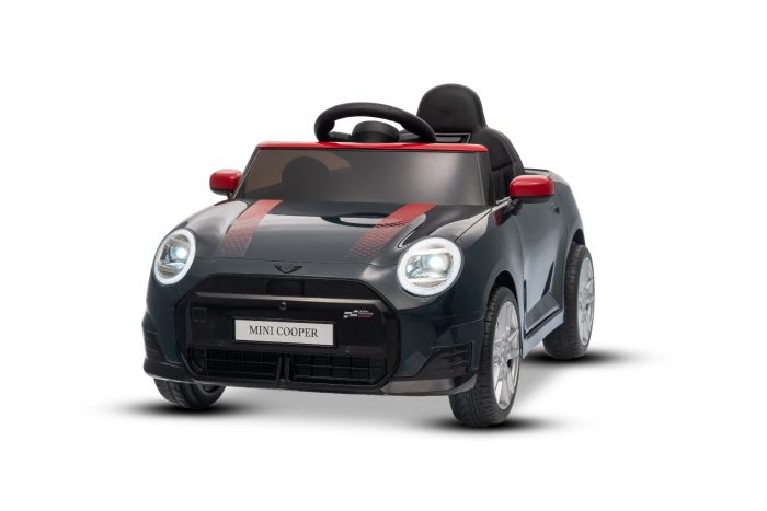 Elektrické autíčko BMW Mini Cooper 12V, čierne, USB Vstup s Bluetooth pripojením na MP3 Prehrávači, 2,4 GHz diaľkové ovládanie, 2 x 25W Motor, Lítiová batéria, LED svetlá, ORIGINAL licencia