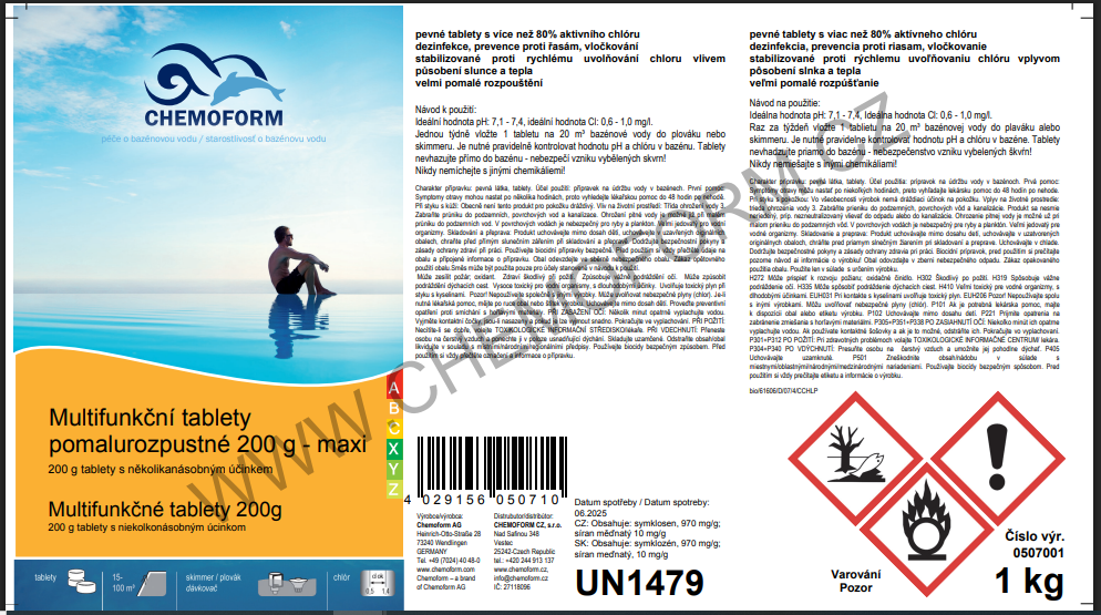 Tablety Chemoform 7601, 200 g, multifunkčné, pomalorozpustné, bal. 1 kg – Obrázok 2