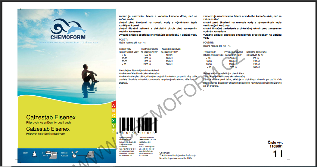 Prípravok do bazéna Chemoform 1333, Základný čistič, 1 lit. – Obrázok 2