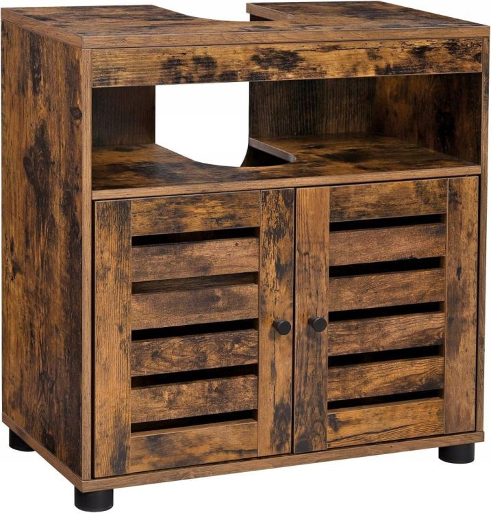 Kúpeľňová skrinka pod umývadlo, polica, komoda s nastaviteľnou policou, rustikálna hnedá