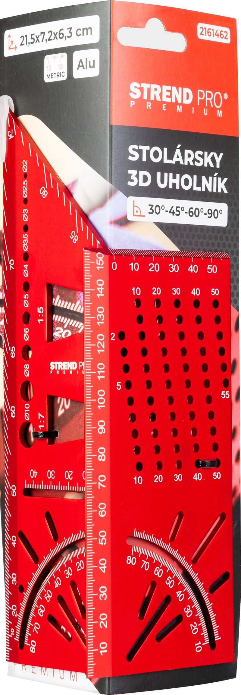 Uholník Strend Pro Premium, stolársky, ALU pokosový, 150 mm, 30°-45°-60°-90° – Obrázok 3