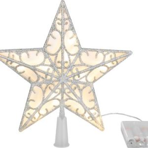 Hviezda MagicHome Vianoce, plast, časovač, 10xLED teplá biela, 25 cm, 2xAA