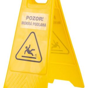 Tabuľa výstražná "POZOR, MOKRÁ PODLAHA", 60x30 cm, s nálepkami