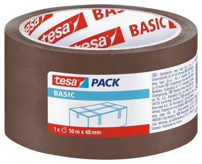 Paska tesa® BASIC, baliaca, lepiaca, hnedá, 48 mm, L-50m