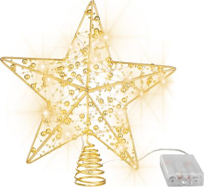 Hviezda MagicHome Vianoce, plast, časovač, 10xLED teplá biela, 25 cm, 2xAA