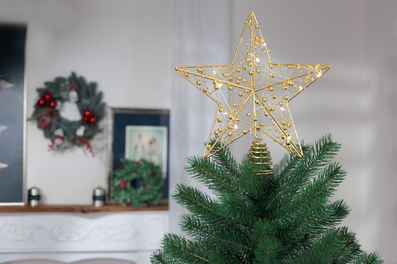 Hviezda MagicHome Vianoce, plast, časovač, 10xLED teplá biela, 25 cm, 2xAA – Obrázok 2