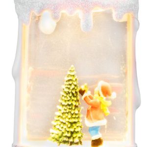 Lampáš MagicHome Vianoce, Santa so stromčekom, plast, 1xLED teplá biela, 8x4x15 cm, 2xAAA