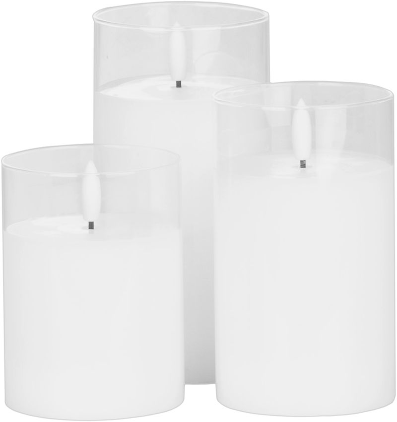 Sviečka MagicHome Vianoce, vosk, 1xLED teplá biela, pohyblivý plameň, 7.5x10/12.5/15 cm, 3xAAA – Obrázok 3