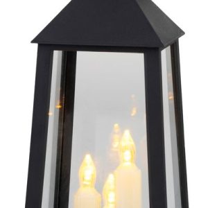 Lampáš MagicHome Vianoce, plast, čierny, 3xLED žltá, 14x14x35 cm, 3xAAA