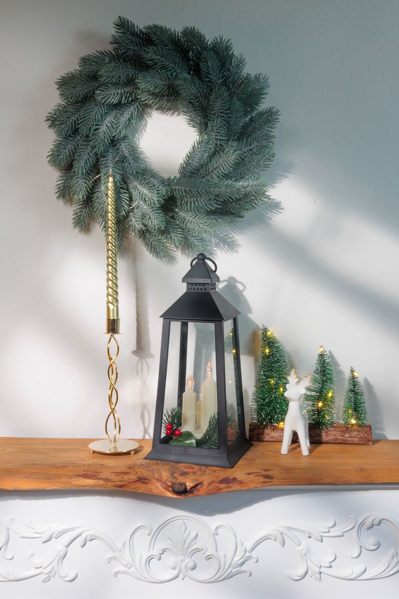 Lampáš MagicHome Vianoce, plast, čierny, 3xLED žltá, 14x14x35 cm, 3xAAA – Obrázok 2