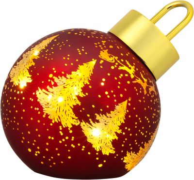 Guľa MagicHome Vianoce, sklo, červená, 10xLED teplá biela, 12x12x18 cm, 2xAA – Obrázok 4