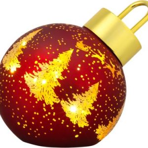 Guľa MagicHome Vianoce, sklo, červená, 10xLED teplá biela, 12x12x18 cm, 2xAA