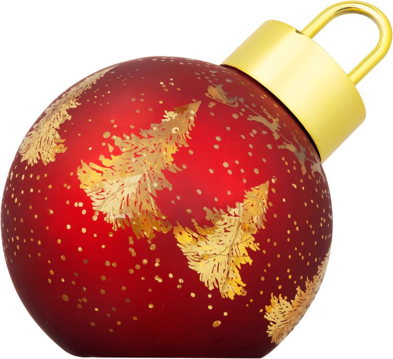 Guľa MagicHome Vianoce, sklo, červená, 10xLED teplá biela, 12x12x18 cm, 2xAA – Obrázok 3