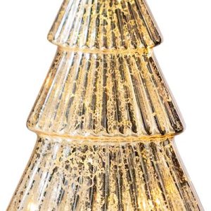 Stromček MagicHome Vianoce, sklo, 10xLED teplá biela, 12x8x29 cm, 3xAAA