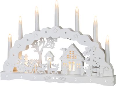 Dekorácia MagicHome Vianoce, domček, drevo, 10xLED teplá biela, 45x5.2x31 cm, 2xAA – Obrázok 5