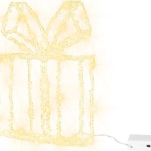 Dekorácia MagicHome Vianoce, darček, akryl, 80xLED teplá biela, 21x5x28 cm, 2xAA