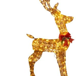 Dekorácia MagicHome Vianoce, jeleň, kov/motúz, časovač, 230xLED teplá biela, 1.2 m