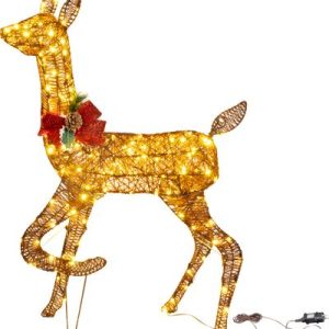 Dekorácia MagicHome Vianoce, jeleň/laň, kov/motúz, 200xLED teplá biela, 0.9 m