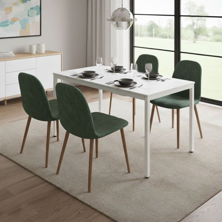 Kuchynský jedálenský stôl pre 4-5 osôb, počítačový stôl 120x60 cm, biely mramor, ModernHome – Obrázok 7