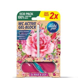 Ambipur WC Active gel-blok ruže a ľalia 2x45g