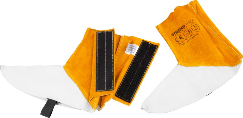 Gamaše Strend Pro Industrial, na zváranie, návleky, kožené, 15 cm, pár 2 ks – Obrázok 2