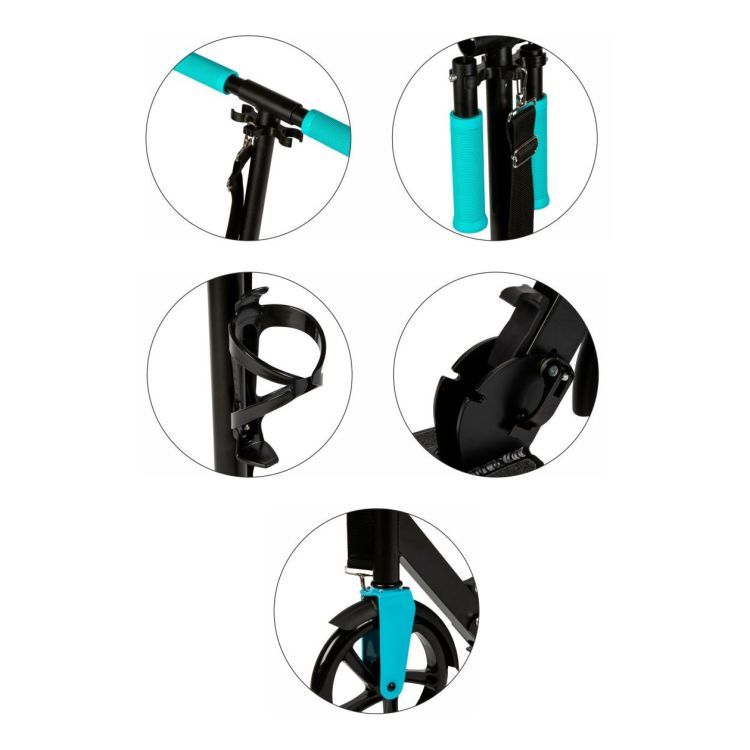 Mestská kolobežka pre deti a tínedžerov, skladacia, nastavenie výšky 91-101 cm, kolieska 200 mm, držiak na fľašu – Obrázok 4