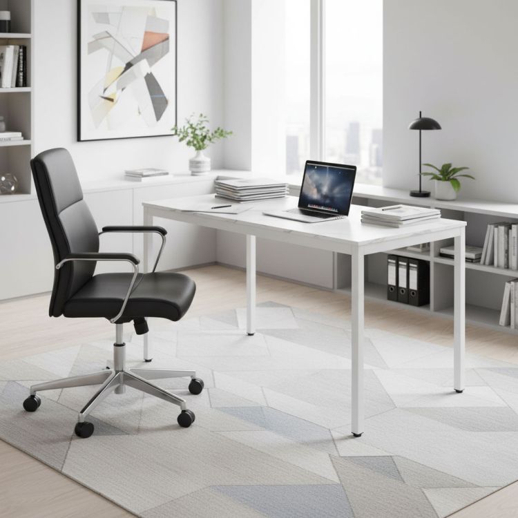 Kuchynský jedálenský stôl pre 4-5 osôb, počítačový stôl 120x60 cm, biely mramor, ModernHome – Obrázok 6