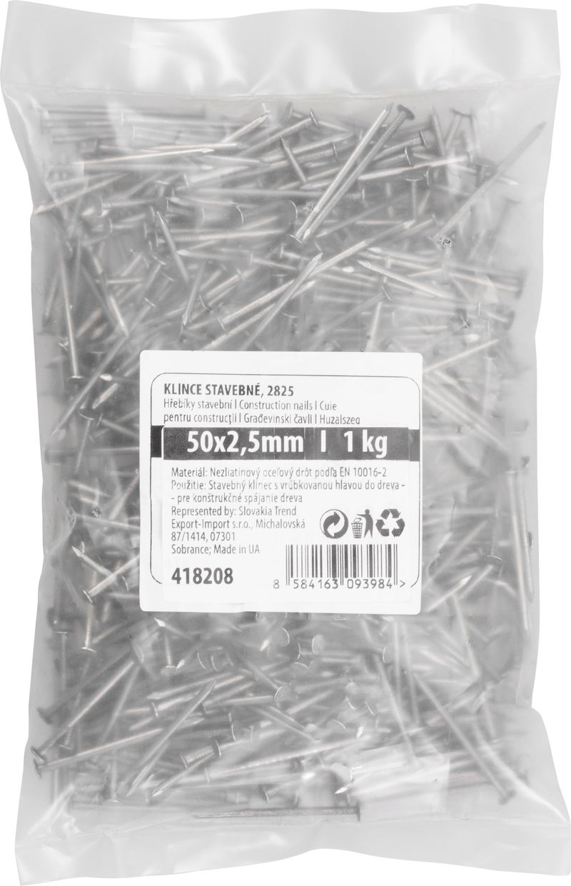 Klince 2825 50x2,50 mm, stavebné, MiniPack 1 kg, v sáčku – Obrázok 2