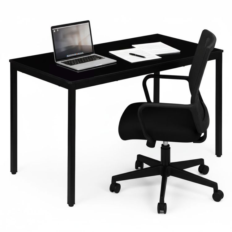 Kuchynský jedálenský stôl pre 4-5 osôb, počítačový stôl 120x60 cm, čierny, ModernHome – Obrázok 6