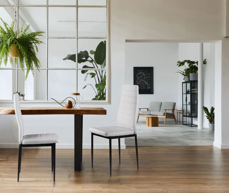 Biele ekokožené stoličky ModernHome do obývačky a jedálne, 4 kusy – Obrázok 3