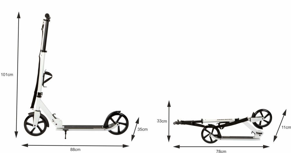 Mestská kolobežka pre deti a tínedžerov, skladacia, nastavenie výšky 91-101 cm, kolieska 200 mm, držiak na fľašu – Obrázok 2