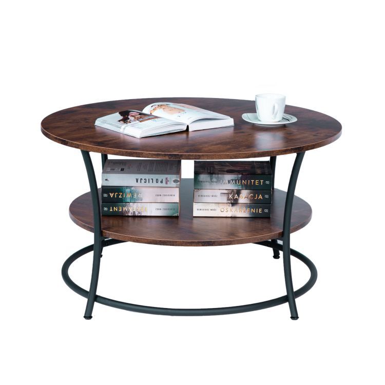 Okrúhly konferenčný stolík ModernHome s industriálnou policou – Obrázok 4