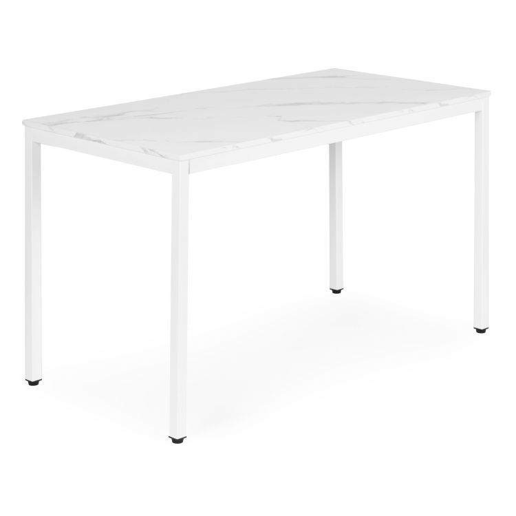 Kuchynský jedálenský stôl pre 4-5 osôb, počítačový stôl 120x60 cm, biely mramor, ModernHome – Obrázok 4