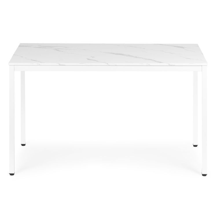Kuchynský jedálenský stôl pre 4-5 osôb, počítačový stôl 120x60 cm, biely mramor, ModernHome – Obrázok 3