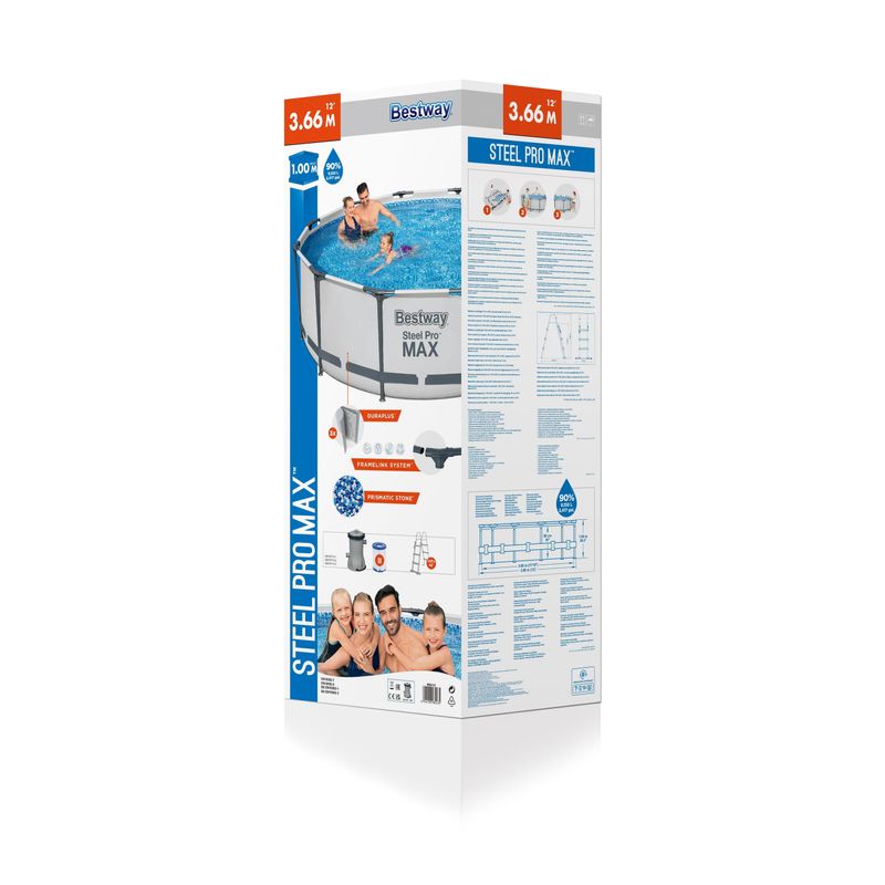 Bazén Bestway® Steel Pro MAX, 56418, kartušová filtrácia, rebrík, 366x100 cm – Obrázok 3