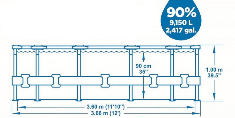 Bazén Bestway® Steel Pro MAX, 56418, kartušová filtrácia, rebrík, 366x100 cm – Obrázok 2