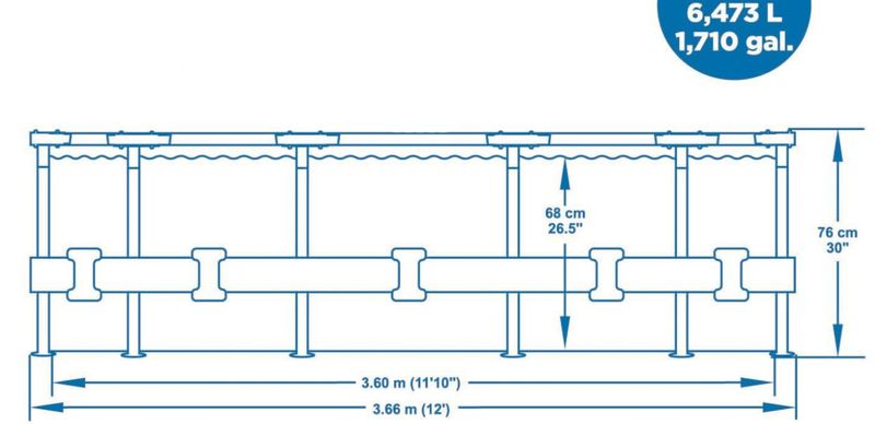 Bazén Bestway® Steel Pro™, 56681, kartušová filtrácia, 366x76 cm – Obrázok 2