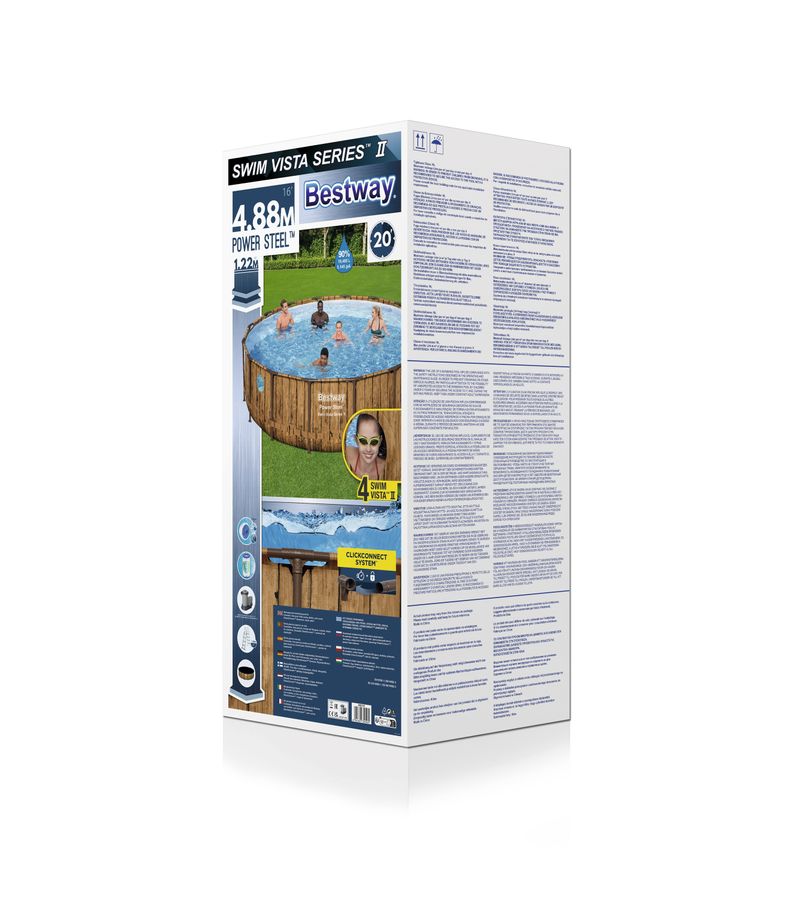 Bazén Bestway® Power Steel™, Vista Series, 56725, kartušová filtrácia, rebrík, plachta, dávkovač, 488x122 cm – Obrázok 4