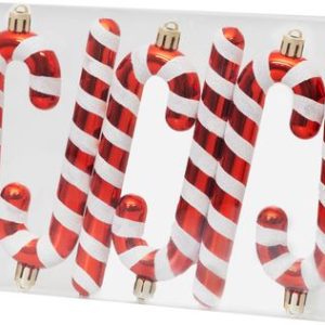Dekorácia MagicHome Vianoce, Vianočná lízanka, bielo-červená, 12,5 cm, bal 6ks