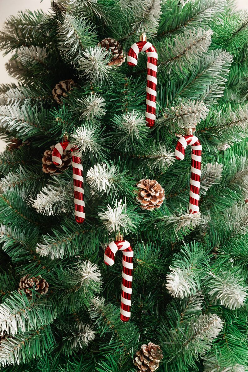 Dekorácia MagicHome Vianoce, Vianočná lízanka, bielo-červená, 12,5 cm, bal 6ks – Obrázok 3