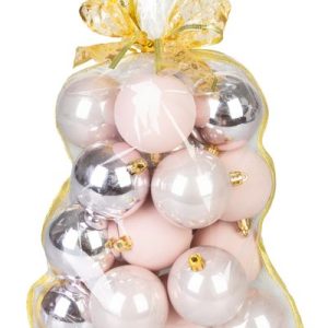 Gule MagicHome Vianoce, sada, 20 ks, ružové, mix, na vianočný stromček, 6 cm