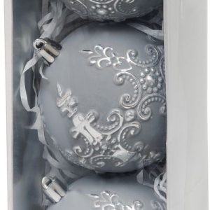 Gule MagicHome Vianoce, sada, 3 ks, strieborná, na vianočný stromček, 8 cm