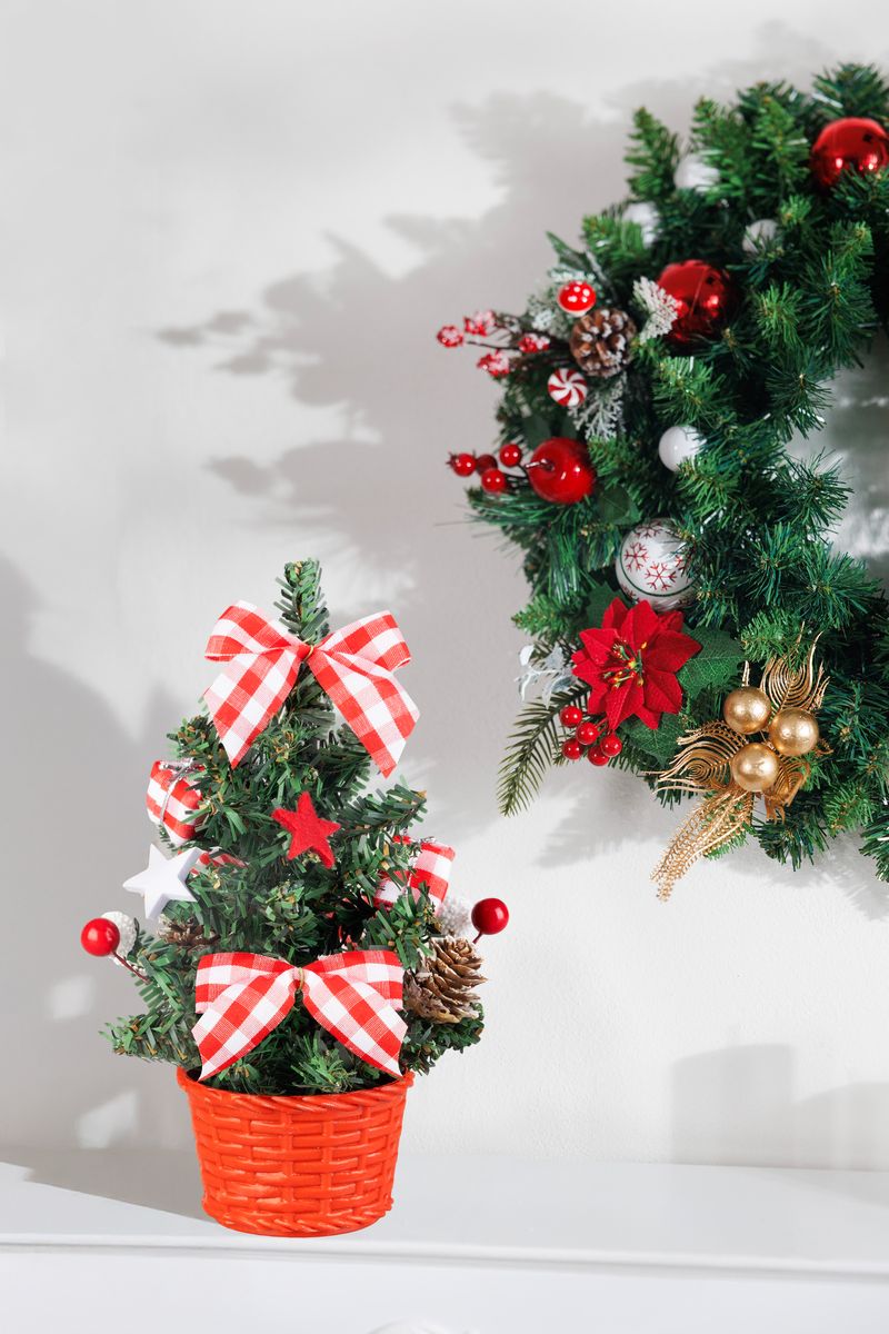 Dekorácia MagicHome Vianoce, stromček, s hviezdou, 21 cm