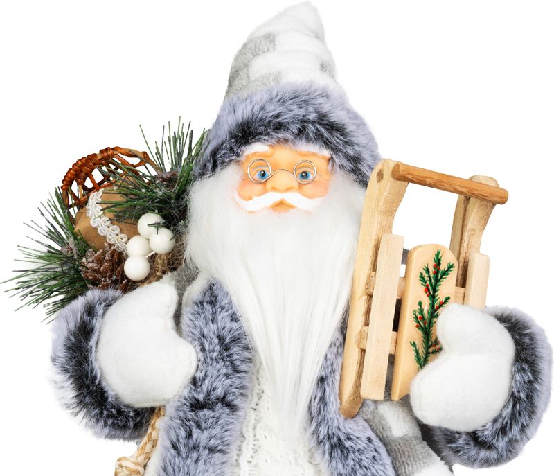 Dekorácia MagicHome Vianoce, Santa so sánkami, biely-šedý, 45 cm – Obrázok 3
